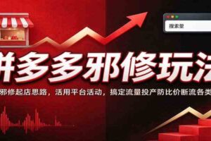 拼多多邪修玩法：掌握邪修起店思路，活用平台活动，搞定流量投产防比价断流各类难题