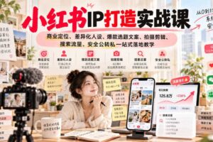 小红书ip打造实战课，商业定位、差异化人设、爆款选题文案、拍摄剪辑、搜索流量、安全公转私一站式落地教学
