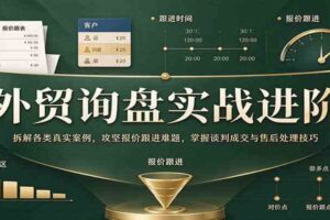 外贸询盘实战进阶：拆解各类真实案例，攻克报价跟进难题，掌握谈判成交与售后处理技巧