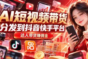 （20754期）【AI短视频带货】分发到抖音快手平台，达人带货赚佣金