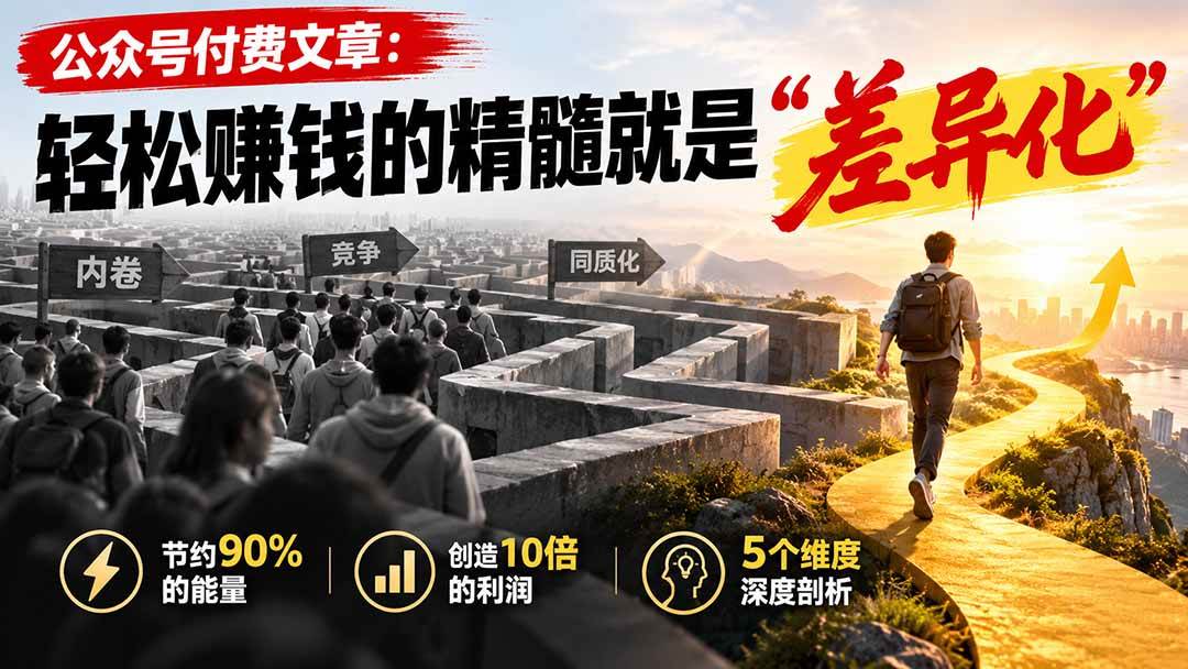 （20779期）公众号付费文章：轻松赚钱的精髓就是“差异化”