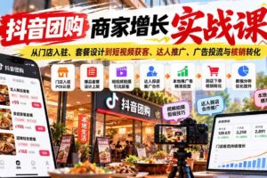 （20813期）抖音团购商家增长实战课：从门店入驻、套餐设计到短视频获客、达人推广、广告投流与核销转化