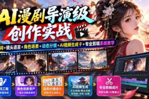 （20814期）AI漫剧导演级创作实战：提示词+镜头语言+角色场景+动态分镜+AI视频生成+专业剪辑系统教学