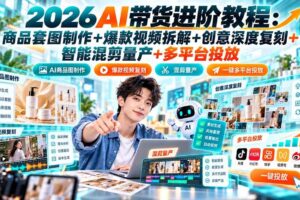 （20857期）2026AI带货进阶教程：商品套图制作+爆款视频拆解+创意深度复刻+智能混剪量产+多平台投放
