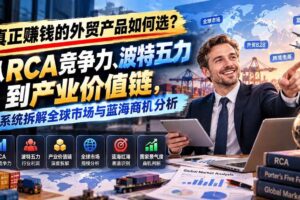 （20932期）真正赚钱的外贸B2B产品如何选？从RCA竞争力、波特五力到产业价值链，系统拆解全球市场与蓝海商机分析