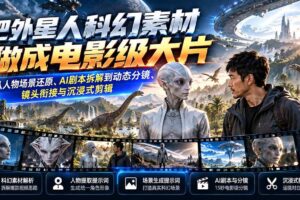 （20946期）把外星人科幻素材做成电影级大片：从人物场景还原、AI剧本拆解到动态分镜、镜头衔接与沉浸式剪辑