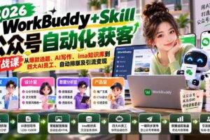 （21023期）WorkBuddy + Skill公众号自动化获客实战课：从爆款选题、AI写作、ima知识库到四大AI员工、自动排版及引流变现