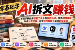 (21030期)零基础学AI拆文赚钱:手把手教你用智能工具分析爆款小说、提炼剧情套路、制作付费资料、运营短视频账号实现副业变现