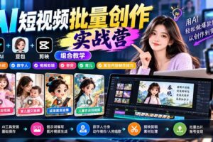 （21039期）【无水印】AI短视频批量创作实战营：即梦+豆包+剪映组合教学，提示词/数字人/视频剪辑/带货/育儿/寓言内容制作技巧