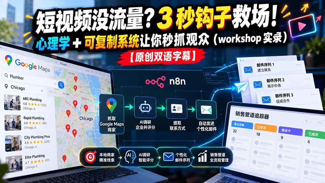 （21043期）短视频没流量？3 秒钩子救场！心理学 + 可复制系统让你秒抓观众（workshop 实录）【原创双语字幕】