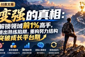 (21042期)付费文章:变强的真相:解锁领域前1%高手,跳出熟练陷阱,重构努力结构突破成长平台期