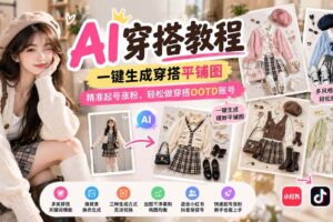 （21134期）【无水印】AI穿搭教程｜一键生成穿搭平铺图，精准起号涨粉，轻松做穿搭OOTD账号