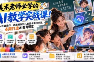 （21165期）美术老师必学的AI教学实战课！从AI工具操作、动画制作到儿童美术课程开发，4周打造AI美育课堂