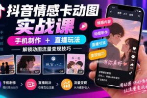 抖音情感卡动图实战课｜手机制作+直播玩法，解锁动图流量变现技巧