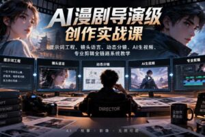 AI漫剧导演级创作实战课｜提示词工程、镜头语言、动态分镜、AI生视频、专业剪辑全链路系统教学