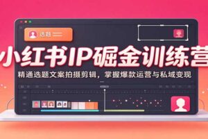 小红书IP掘金训练营:精通选题文案拍摄剪辑,掌握爆款运营与私域变现