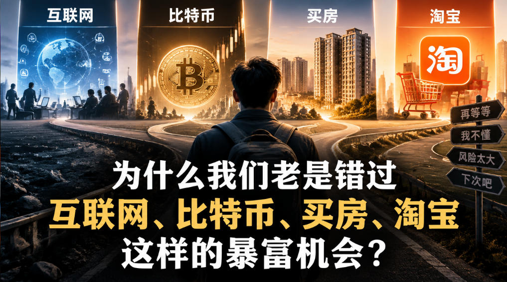 某社群付费文章：为什么我们老是错过互联网、比特币、买房、淘宝这样的暴富机会？