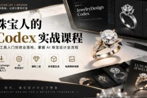 珠宝人的Codex实战课程|JewelryDesign Codex安装入门、AI珠宝设计、爆款二创、多视图生成、电商精修海报全链路教学