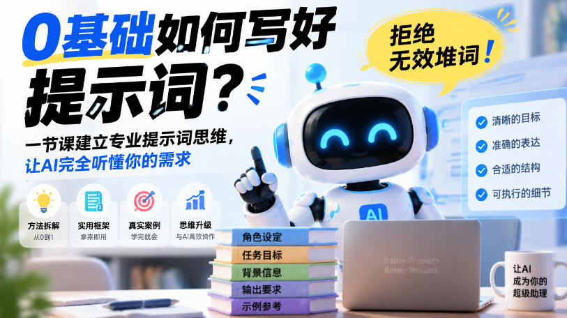 0基础如何写好提示词，拒绝无效堆词！一节课建立专业提示词思维，让AI完全听懂你的需求