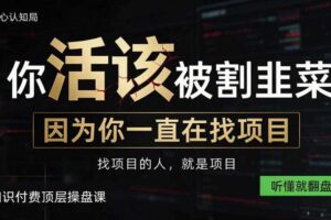 做项目不如卖项目，做知识付费自己当老板，知识付费顶层操盘课，听懂就翻盘【揭秘】