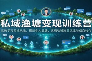 私域渔塘变现训练营：系统学习私域玩法，搭建个人品牌，实现私域流量沉淀与成交转化