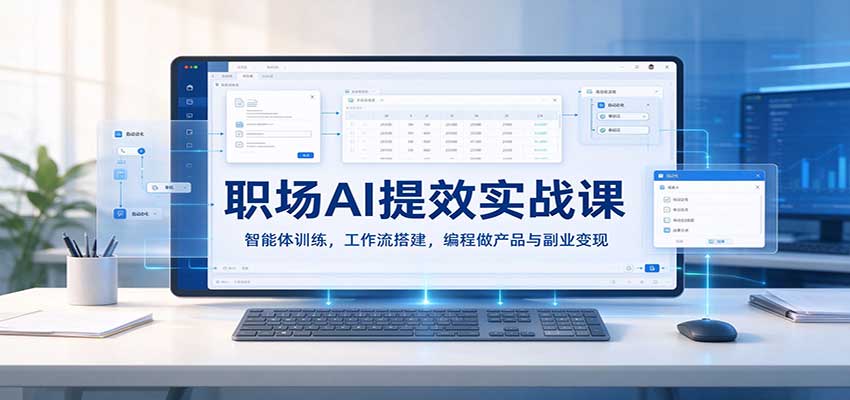 职场AI提效实战课：智能体训练，工作流搭建，编程做产品与副业变现