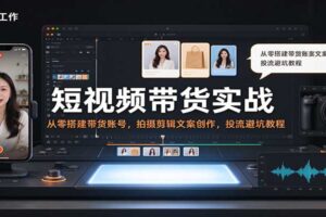短视频带货实战：从零搭建带货账号，拍摄剪辑文案创作，投流避坑教程