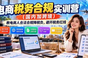 电商税务合规实训营（国内加跨境），教电商人合法合规降税负，避开税务红线