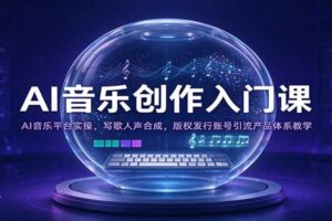 AI音乐创作入门课：AI音乐平台实操，写歌人声合成，版权发行账号引流产品体系教学