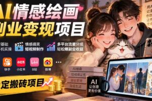 AI情感绘画副业变现项目｜零基础手机实操，情感搞笑短视频制作，多平台流量分成轻松賺副业收益
