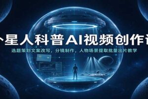 外星人科普AI视频创作课：选题策划文案改写，分镜制作，人物场景提取批量出片教学
