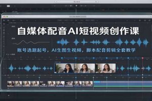 自媒体配音AI短视频创作课：账号选题起号，AI生图生视频，脚本配音剪辑全套教学