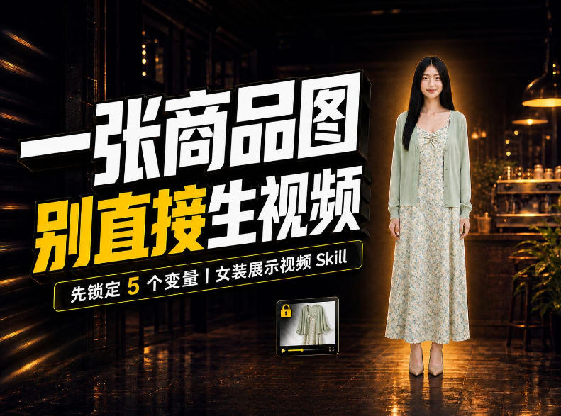 女装AI视频总翻车？问题不在提示词，女装展示视频Skill先锁定5个变量！