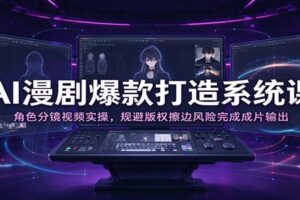 AI漫剧爆款打造系统课：角色分镜视频实操，规避版权擦边风险完成成片输出