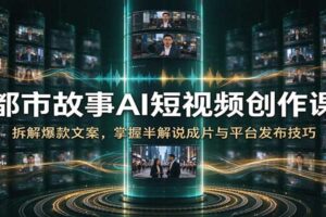 都市故事AI短视频创作课：拆解爆款文案，掌握半解说成片与平台发布技巧