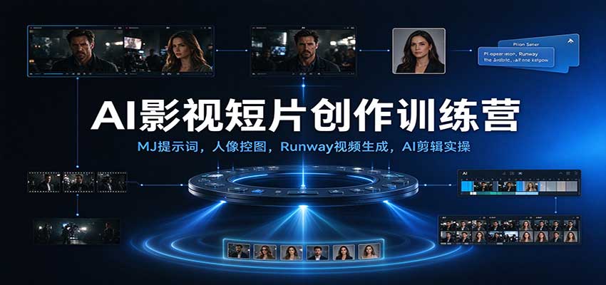 AI影视短片创作训练营：MJ提示词，人像控图，Runway视频生成，AI剪辑实操