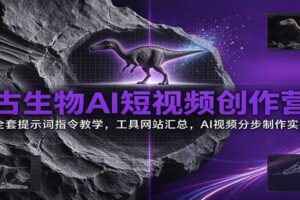 古生物AI短视频创作营:全套提示词指令教学,工具网站汇总,AI视频分步制作实操