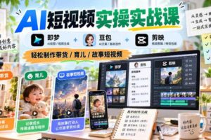 AI短视频实操实战课，即梦+豆包+剪映，轻松制作带货/育儿/故事短视频