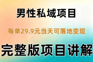 男性私域项目每单29.9，当天就能落地变现【不是S粉项目】详细拆解
