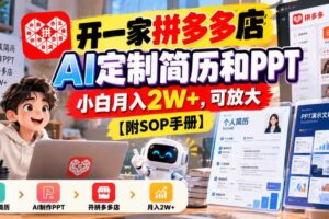 开一家拼多多店,AI定制简历和PPT,小白月入2W+,可放大【附SOP手册】【揭秘】