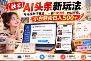 【独家】AI头条新玩法,写电视剧评赛道,一篇10分钟,收益可观,小白轻松日入500+
