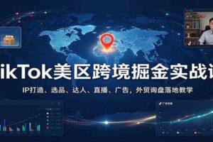 TikTok美区跨境掘金实战课：IP打造、选品、达人、直播、广告，外贸询盘落地教学
