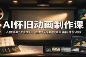 AI怀旧动画制作课：人物场景分镜生成，图片转视频修复剪辑成片全流程