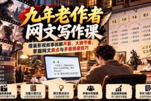 九年老作者网文写作课：借鉴影视叙事拆解开篇、大纲节奏，掌握网文爽点与矛盾搭建技巧