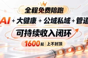 AI+大健康+公域私域+管道+可持续收入闭环，小白可轻松上手，人人可以打造管道收益