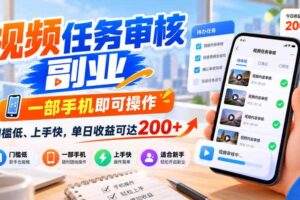 视频任务审核副业,一部手机即可操作,门槛低、上手快,单日收益可达200+【揭秘】