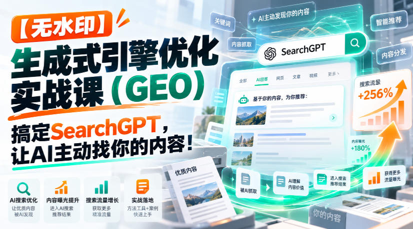【无水印】生成式引擎优化(GEO)实战课:搞定SearchGPT,让AI主动找你的内容!【原创双语字幕】