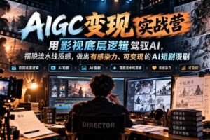 AIGC变现实战营，用影视底层逻辑驾驭AI，摆脱流水线质感，做出有感染力、可变现的AI短剧漫剧