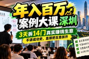 年入百W案例大课深圳，3天拆14门真实賺钱生意，不讲成功史，直接把生意拆开