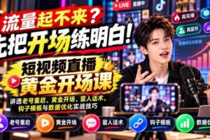 【无水印】流量起不来?先把开场练明白!短视频直播黄金开场课,讲透老号重启、黄金开场、留人话术、钩子模板与数据优化实战技巧